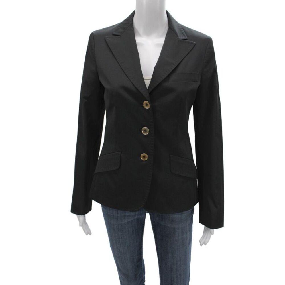 Weekend Max Mara Women Black Basic Jacket Button Long Sleeve Size 6